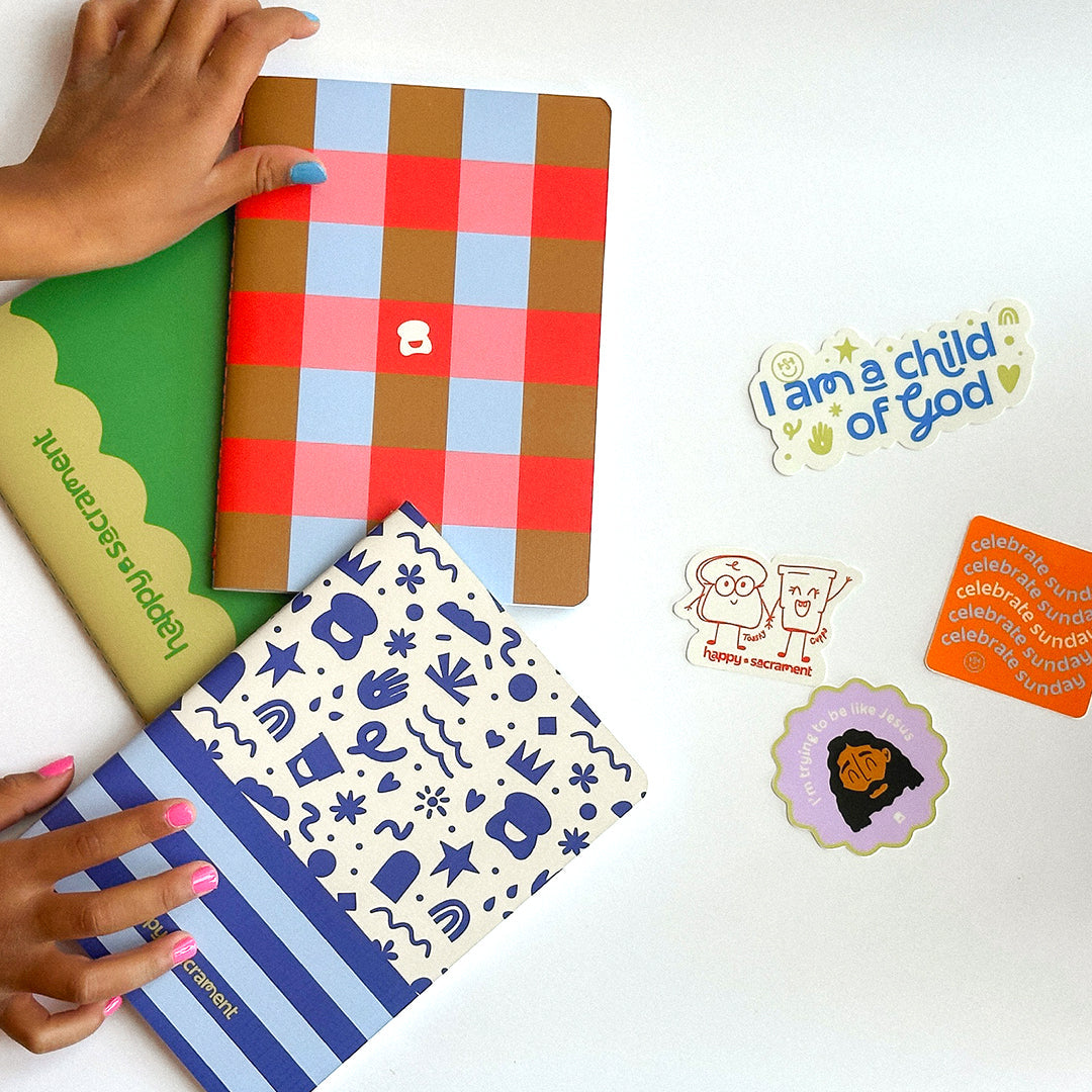 Happy Notebook in Royal Stripe